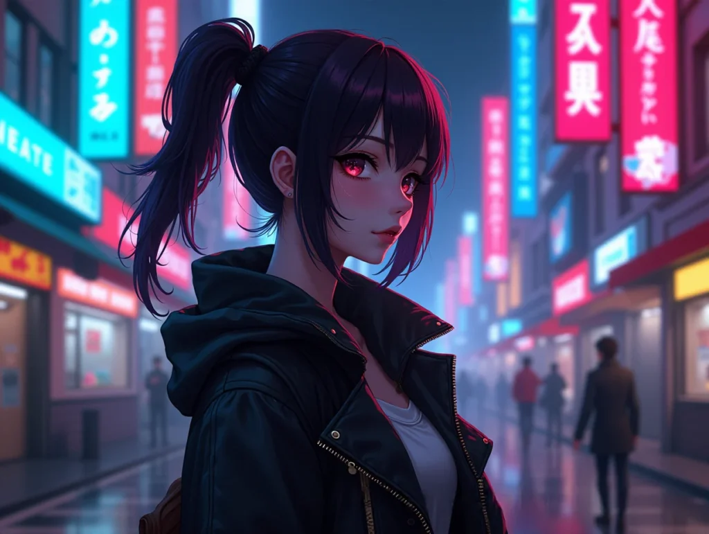 AI Image Prompts: Definition, Types, Techniques, Challenges and Practical Applications 40 - midjourney “female character in cyberpunk city, neon lighting, ultra-detailed, anime style”