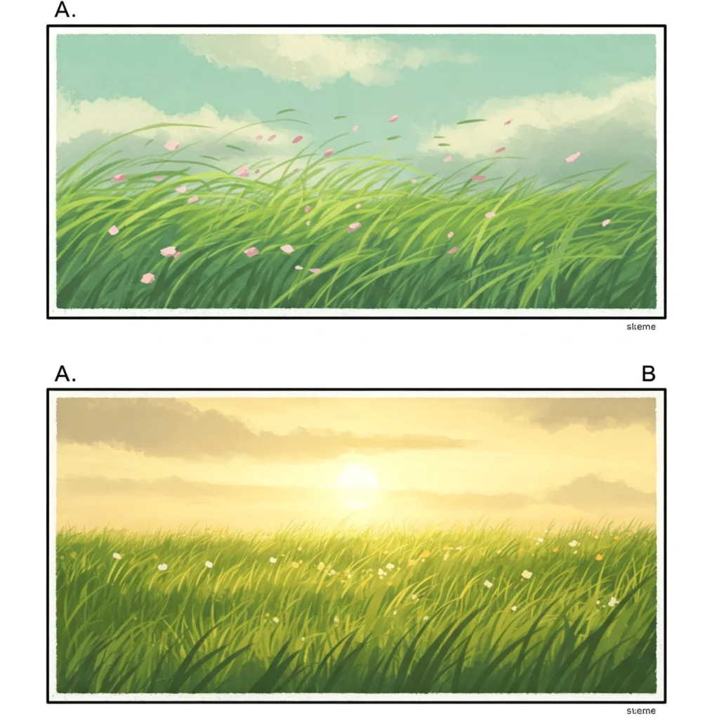Ghibli Style Prompt Guide: Create Magical Worlds with Studio Ghibli Aesthetic Prompts 8 - Gemini 10 Motion vs Stillness dual frames -