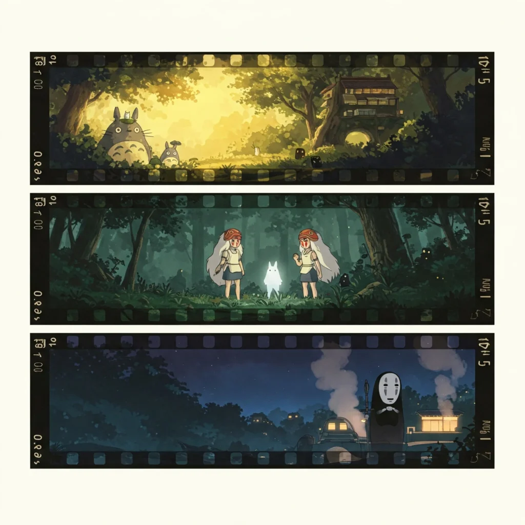 Ghibli Style Prompt Guide: Create Magical Worlds with Studio Ghibli Aesthetic Prompts 5 - Gemini 7 Key Films Collage -